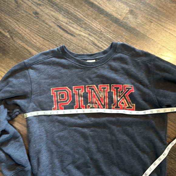 Victorias Secret Gray Sweatshirt Plaid Red Letters Medium M EUC - Picture 4 of 7